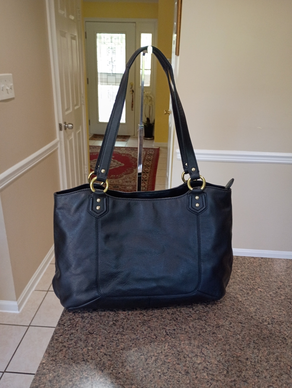 Coach  Campbell Belle Black Leather Shoulder Bag with Gold Hardware - Picture 3 of 16